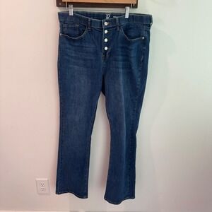 NY&C High-Rise Barely Bootcut Jeans Dark Wash Button Fly Size 16 NWT 9260
